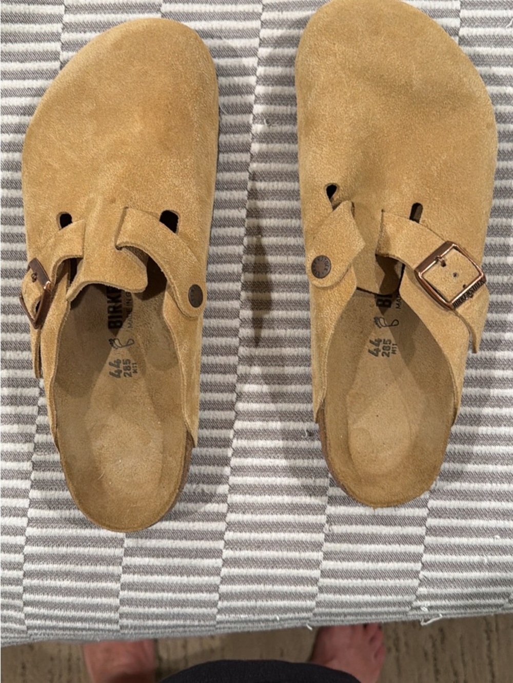 Birkenstock Suede Slip-On Clogs in Tan